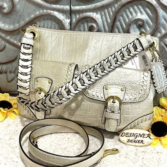 COACH Poppy Metallic Leather Whipstitch Hippie 19014 NWT + Wristlet RARE! - Picture 5 of 13